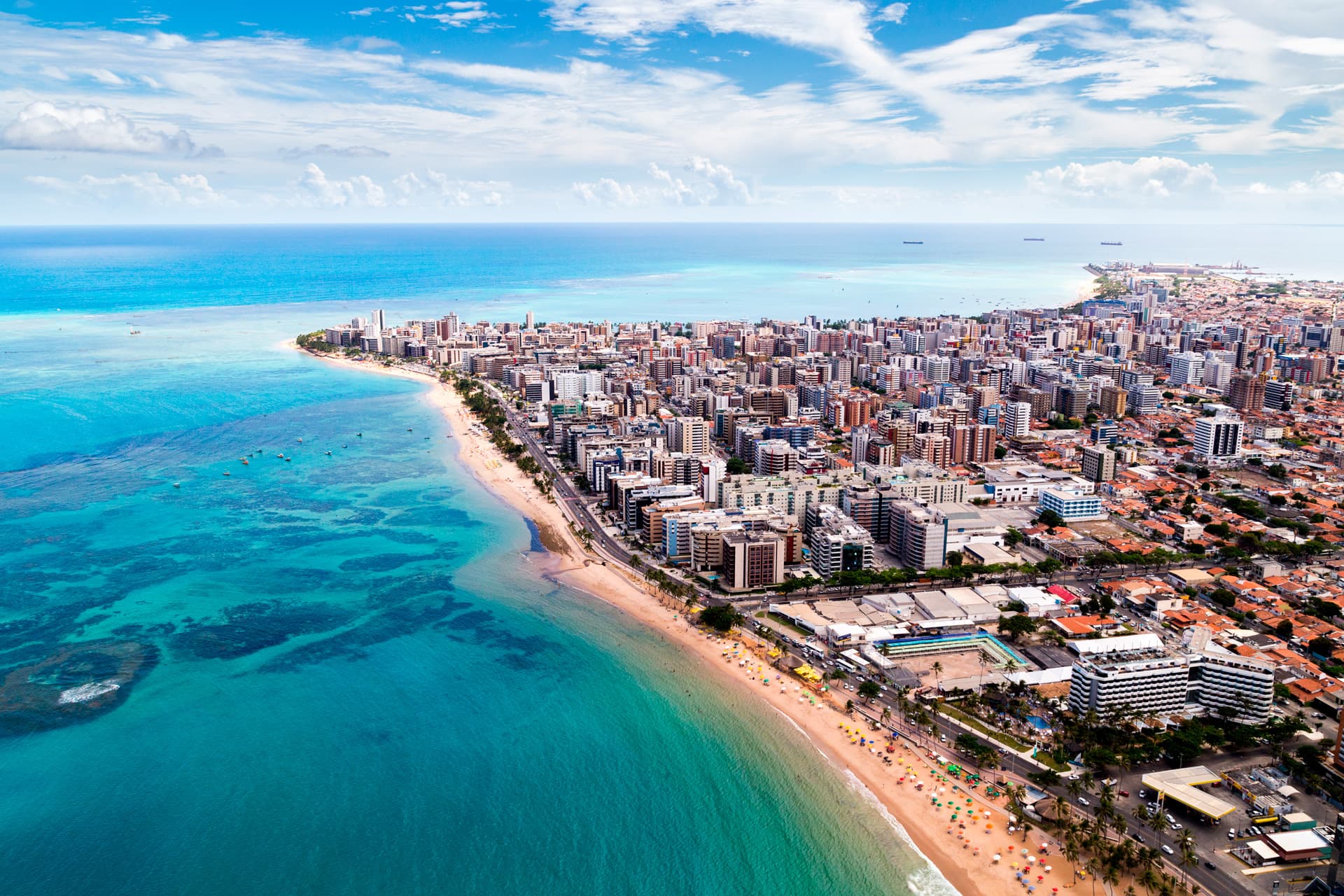 An aerial view shot by a Brazil Production Services drone operator f the the coastal city of Maceió in the Northeast of Brazil.