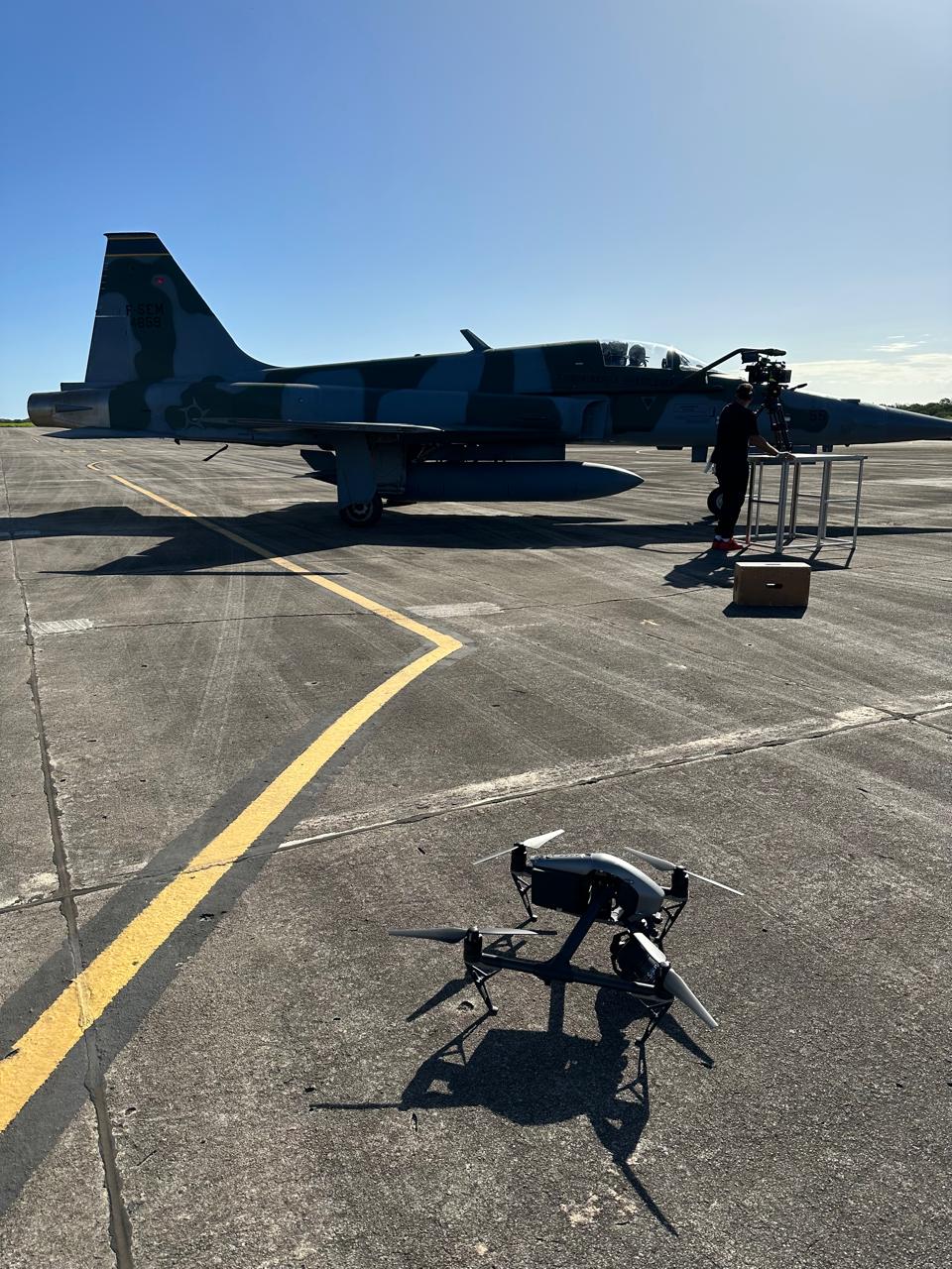 An aerial shoot by a BPS crew member at a Brazilian airforce airport featuring war planes.