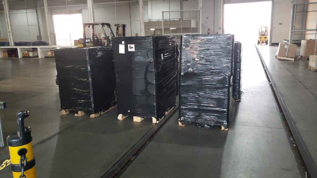 Production gear for one of BPS' shoots in Brazil wrapped and prepped for travel through a freight forwarder.