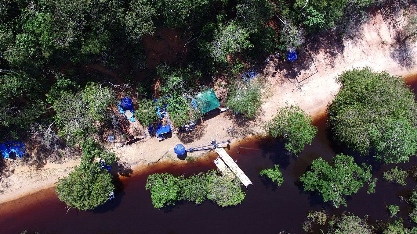 A production basecamp in a small Amazon village in Brazil.