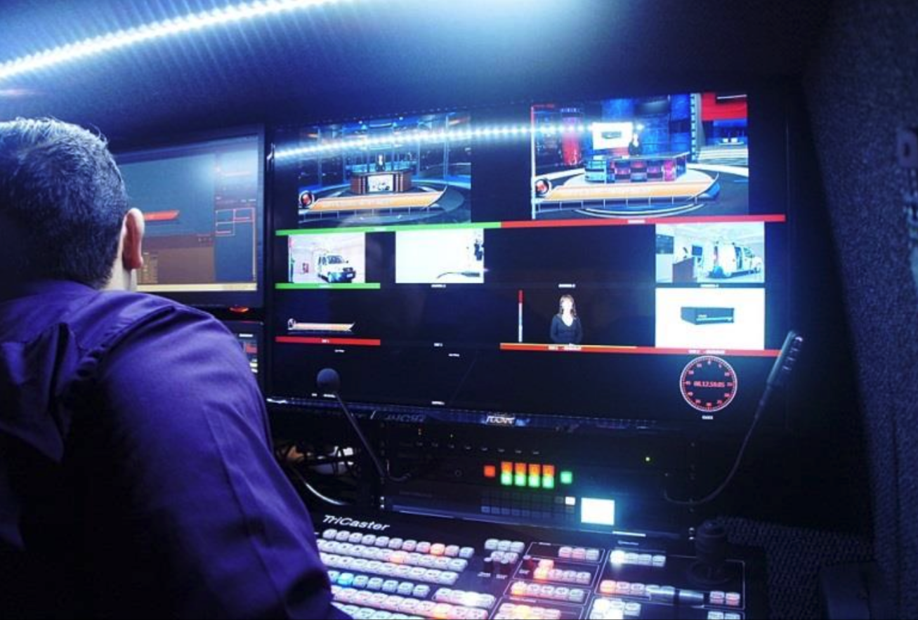 Control room set up for a live broadcast transmission produced by Brazil Production Services in Rio de Janeiro.