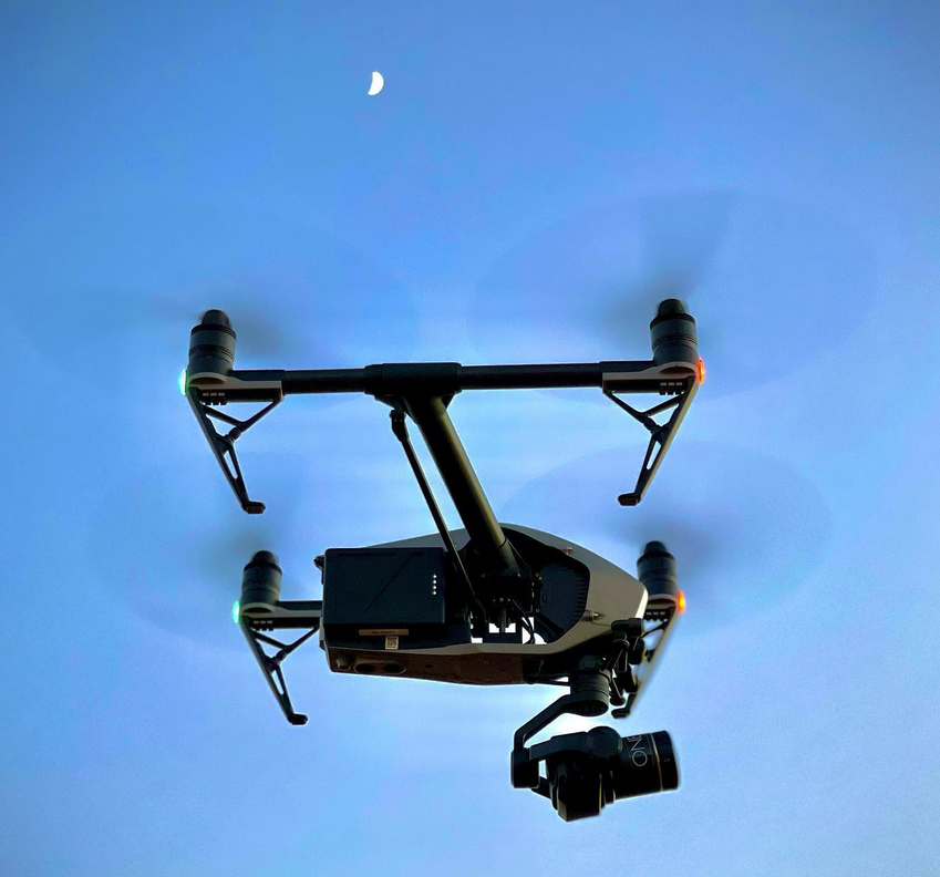 Production still from a VFX drone shoot for Netflix's The Electric State atop the Christ the Redeemer monument in Rio de Janeiro (produced locally by Brazil Production Services).