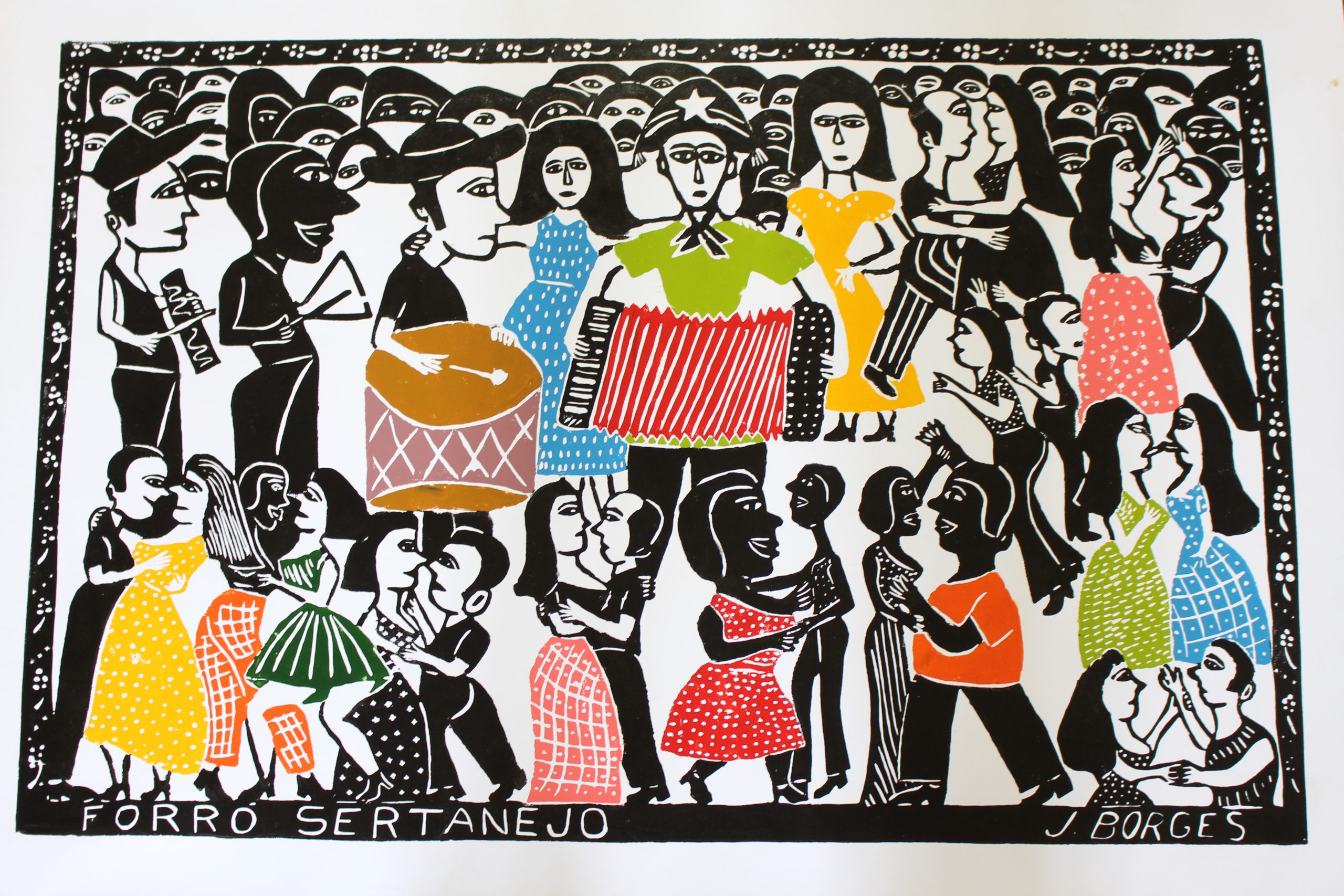 A painting from Brazilian cordel artist and printmaker, J. Borges, famous especially for his woodcut prints.