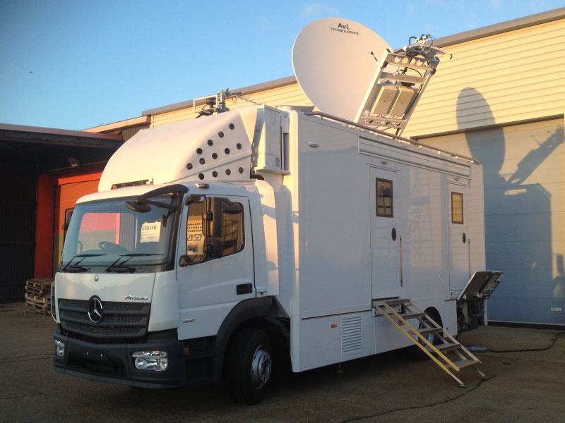 Satellite truck used by Brazil Production Services on live transmissions.
