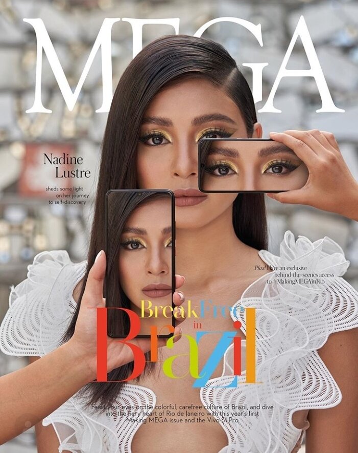 Cover of Mega Magazine (Philippines), a close-up beauty shot from a Rio de Janeiro photo shoot produced with support from Brazil Production Services