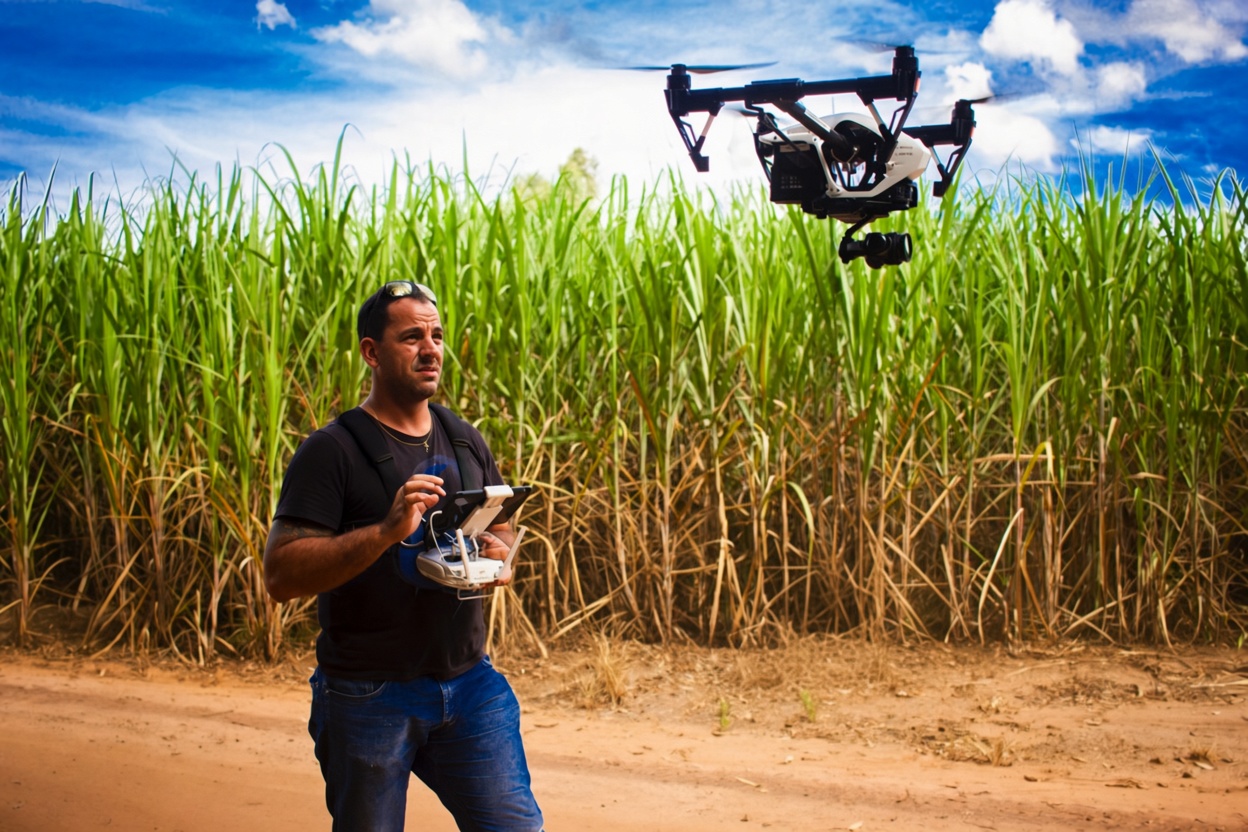 A Brazil Production Services crew carries out a drone shoot in Mato Grosso (Brazil).