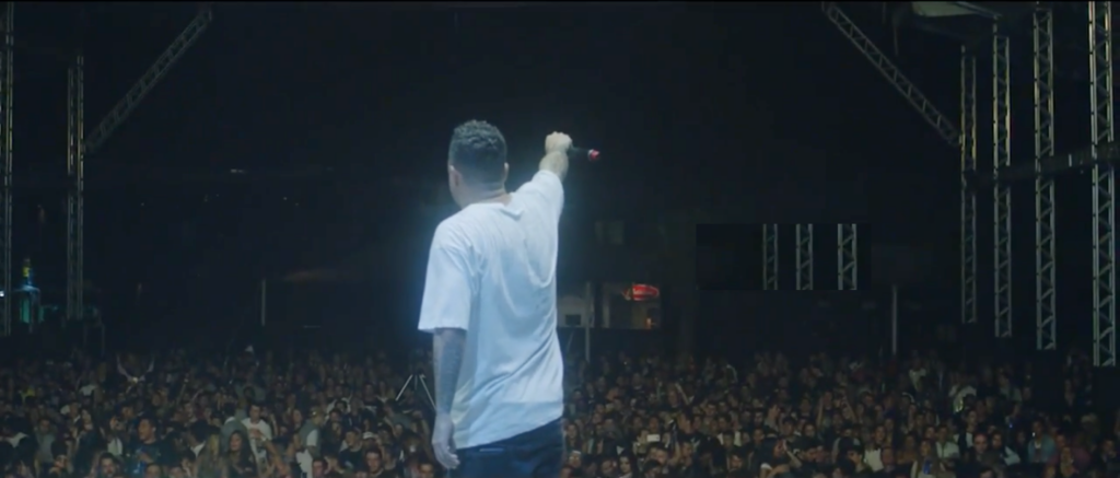 Brazilian rapper Marcelo D2 performing on stage during the Ballantine's Whisky campaign shoot